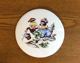Vintage Ceramic Jack et Jill Décoration murale - Mid Century Nursery Rhyme Wall Hanging