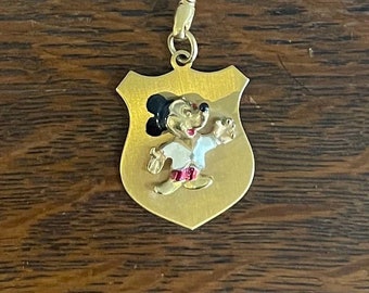1960er Disney Mickey Mouse Schlüsselanhänger - Vintage Mickey Mouse Metall und Emaille Schlüsselbund