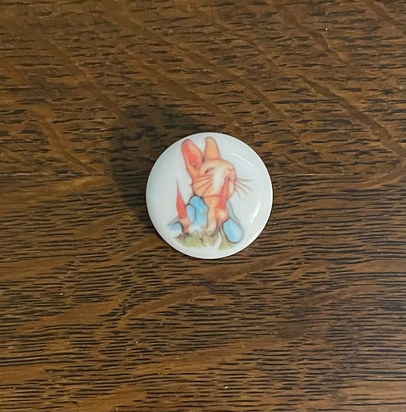 1980's Ceramic Beatrix Potter Peter Rabbit Button Pin- Vintage Peter Rabbit Pin