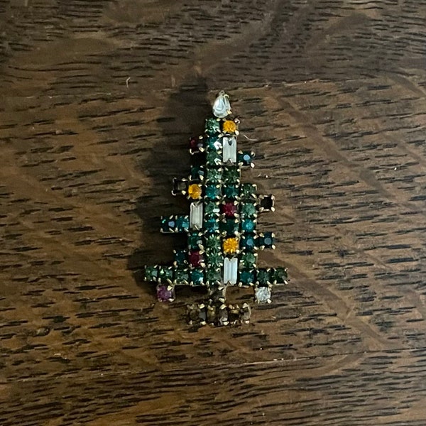 1950’s Weiss Christmas Tree Brooch- Vintage Weiss Rhinestone Christmas Tree Brooch