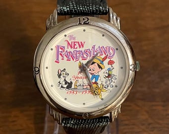 1993 Limited Edition Disney The New Fantasyland Watch- Vintage Pinocchio and Jiminy Cricket Fantasyland Watch