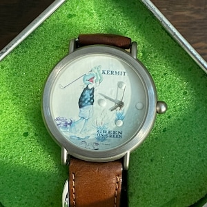 1990&#39;s Kermit Collection “Kermit Green on Green” Watch- Vintage Genender International Kermit Collection Kermit Golfing Watch