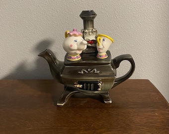 1996 Limited Edition Cardew Designs Beauty and the Beast Teapot- Vintage Ceramic Mrs. Potts, Chip, and Chef Bouche Paul Cardew Teapot
