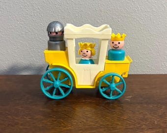 Carrozza, principessa, principe e cavaliere Fisher Price Little People - Castello e carrozza vintage Fisher Price Little People