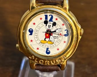 Orologio musicale Lorus di Topolino per il compleanno - Orologio musicale vintage Disney di Topolino "Tanti auguri a te"