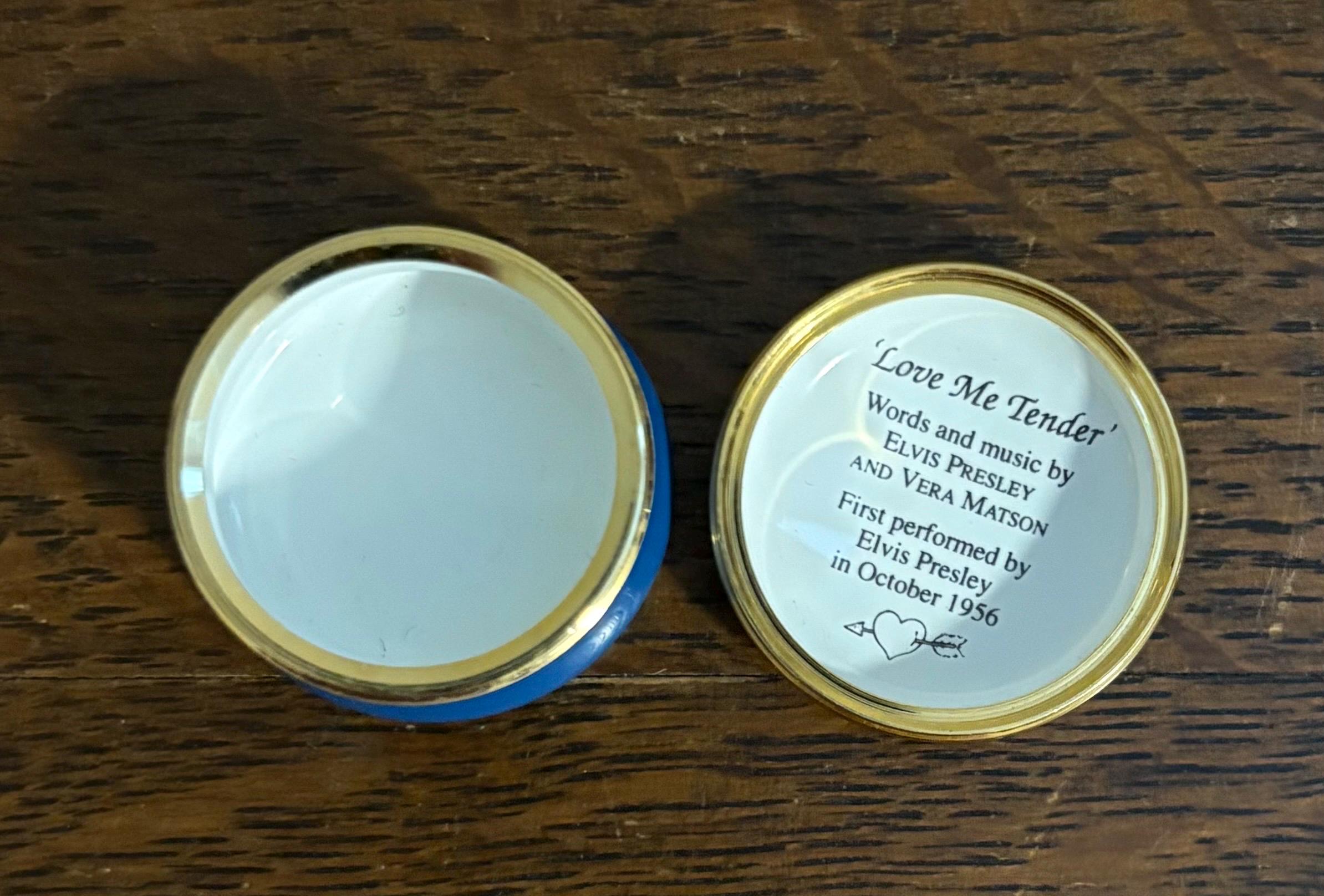 Halcyon Days Elvis Presley “love Me Tender” Enamel Box- Vintage