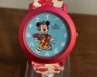ヴィンテージ ディズニー ミッキー＆ミニー ラブ クォーツ腕時計