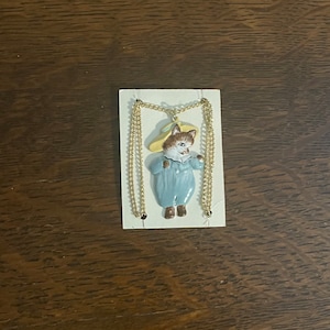 Beatrix Potter Tom Kitten Pendant Necklace- Vintage Metal and Enamel Tom Kitten Necklace