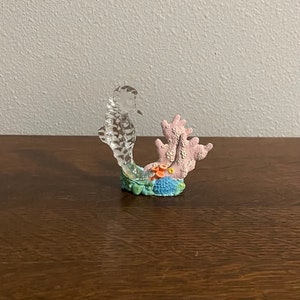 1990 Waterford Crystal Jewels Collection Seepferdchen und Korallenfigur - Vintage Miniatur Waterford Crystal Seahorse Figur