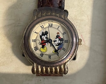 1990’s Disney Time Works Mickey and Minnie Mouse Watch- Vintage Women’s Mickey and Minnie Watch