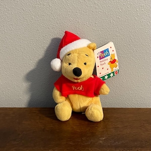 1990’s Mattel Holiday Pooh Beanie Doll- Vintage Mattel Christmas Santa Pooh Beanbag Doll