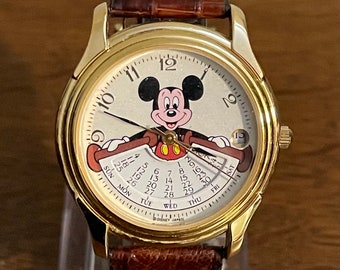 1990’s Disney Store Exclusive Mickey Mouse Perpetual Calendar Watch- Vintage Unisex Mickey Mouse Calendar Watch