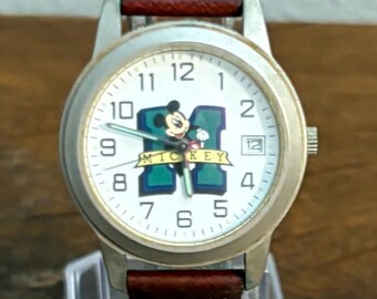 希少なディズニーミッキーマウス腕時計/Accutime/大きなブルーフェイス