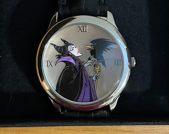 1990&#39;s Limited Edition Marc Davis Signature Series Maleficent Watch- Vintage Disney Sleeping Beauty Watch