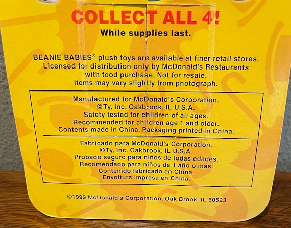 1999 Mcdonald's Ty Beanie Baby “britannia