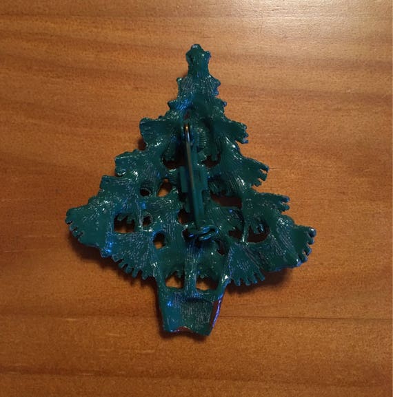 1960’s Enamel and Rhinestone Christmas Tree Brooc… - image 3