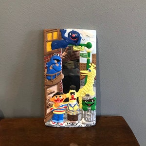 1970’s Hand Painted Chalkware Sesame Street Mirror- Vintage Sesame Street Wall Mirror