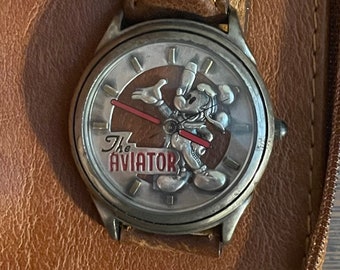 1990’s Disney Time Works Limited Edition Mickey Mouse The Aviator Watch- Vintage Disney Mickey The Aviator Watch