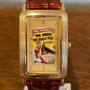 1990&#39;s Limited Edition Disney Goofy “For Whom the Bulls Toil” Watch- Vintage Unisex Goofy Cartoon Poster Watch