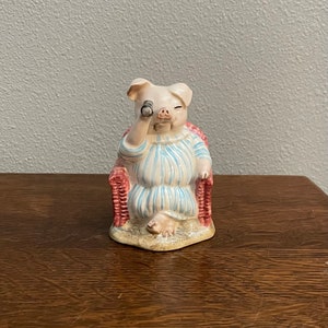 Little Pig Robinson Spying- Beatrix Potter Figurine- Royal Albert, England, Copyright 1989- Signed by Michael Doulton