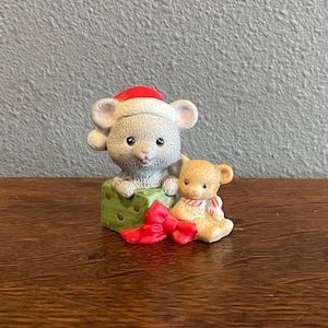 1980’s Homco Christmas Mouse Figurine- Vintage Ceramic Santa Mouse Figurine