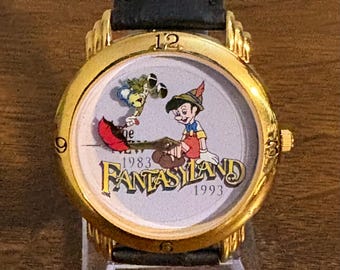 1993 Limited Edition Disney The New Fantasyland Watch- Vintage Pinocchio and Jiminy Cricket Fantasyland Watch