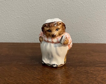 Mrs. Tiggy Winkle- BP2A, Gold Oval Beatrix Potter Figurine- Beswick, England