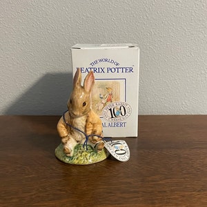 Benjamin Bunny Sat on a Bank- Beatrix Potter Figurine- Royal Albert, England, Copyright 1989