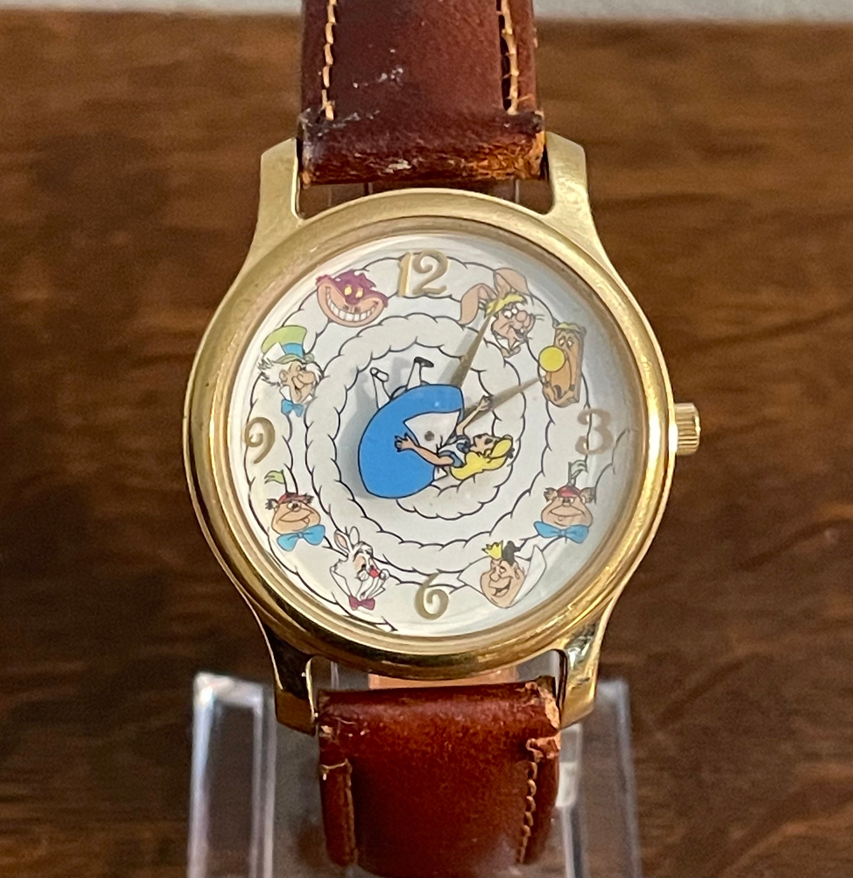 1990s Timex Disney Alice in Wonderland Watch Vintage Womens Disney Alice  and White Rabbit Watch 