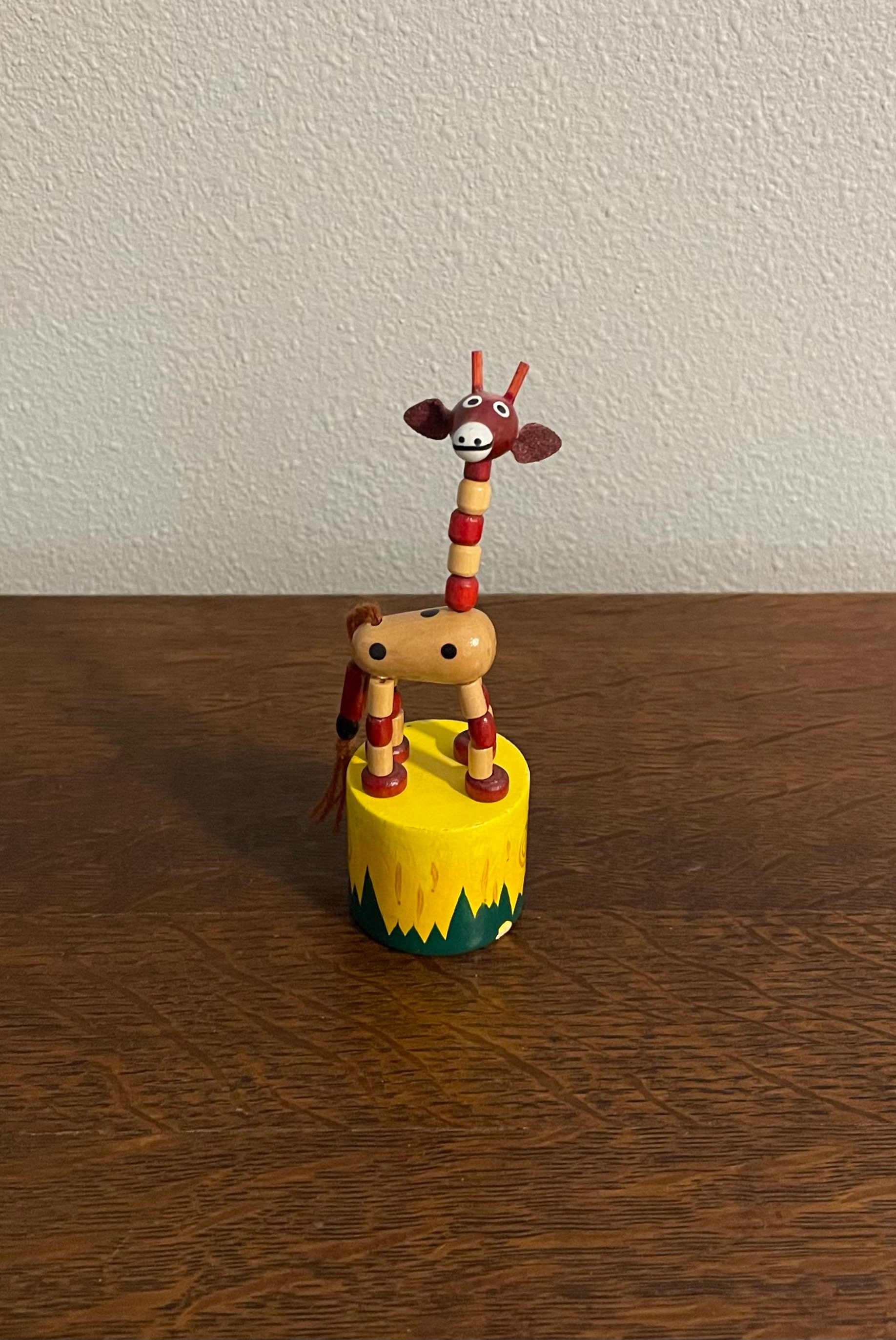 Toys 1990\u2019s Wooden Rooster Push Button Puppet Vintage Push Button