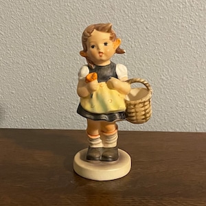 1960’s Hummel Girl with Basket Figurine- Vintage Girl Holding a flower and Basket Hummel Figurine