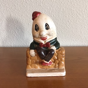 Painted Cast Iron Humpty Dumpty Bank- Vintage Reproduction of Antique Humpty Dumpty Coin Bank