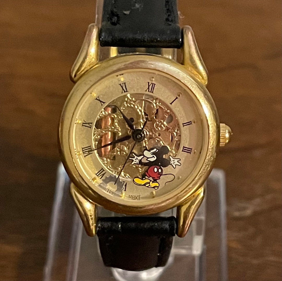 1990s Disney Time Works Mickey Mouse Gears Watch Vintage Womens Disney