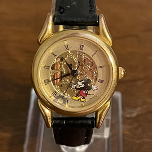 1990’s Disney Time Works Mickey Mouse Gears Watch- Vintage Women’s Disney  Mickey Mouse Skeleton Watch