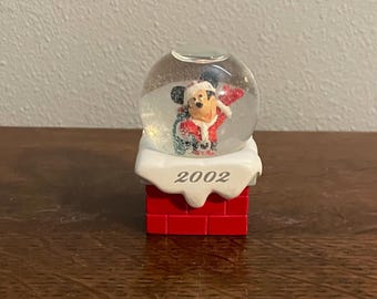 2002 Disney Mickey Mouse Christmas Snow Globe- Vintage Small Disney Santa Mickey Snow Globe