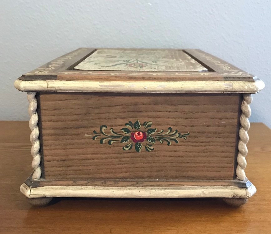 1960's Hand Painted Wooden Anri Musical Jewelry Box Etsy