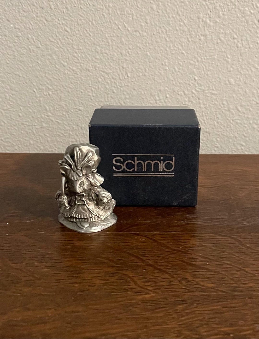 1990's Schmid Pewter Lady Mouse Figurine- Vintage Pewter Beatrix