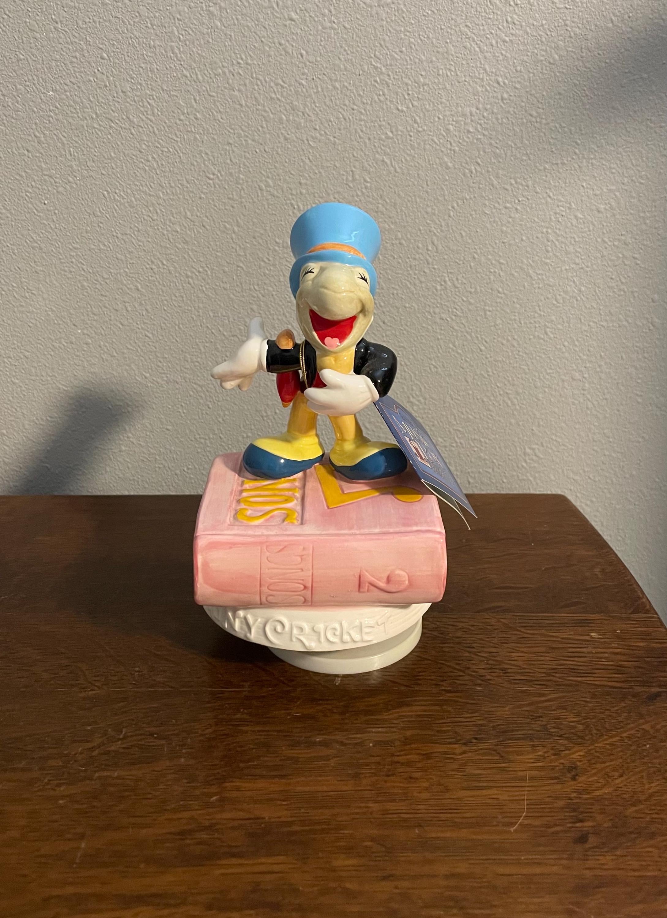 Schmid Disney Jiminy Cricket Music Box- Vintage Ceramic Jiminy