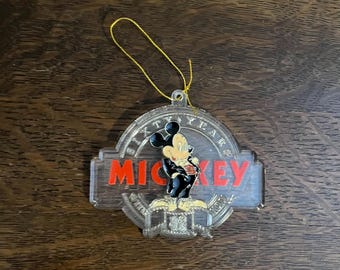 1988 Disney 60 Years of Mickey Ornament- Vintage Plastic Mickey Mouse 60th Anniversary Ornament