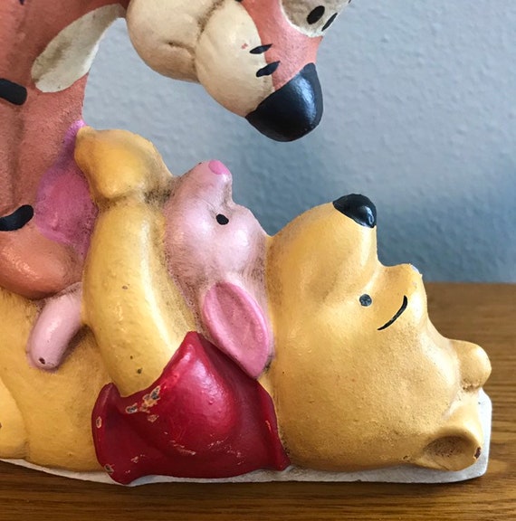 Vintage Painted Cast Iron Winnie The Pooh Doorstop Disney Piglet Pooh And Tigger Cast Iron Doorstop