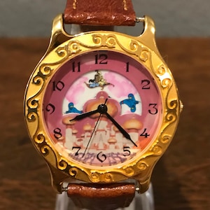 1990’s Pedre Disney Store Exclusive Aladdin, Jasmin, & Genie Watch- Vintage Limited Edition Unisex Disney Aladdin Palace Watch