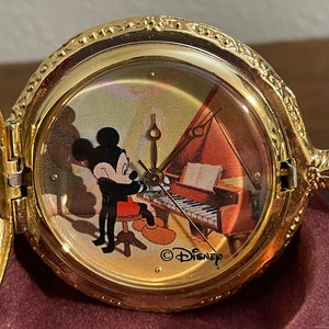 1990’s Mickey Mouse Collection Disney Mickey Mouse “Orphan’s Benefit” Pocket Watch- Vintage Pianist Mickey Pocket Watch