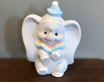 1980's Walt Disney Productions Dumbo Figurine- Vintage Large Hand Painted Ceramic Dumbo Figurine