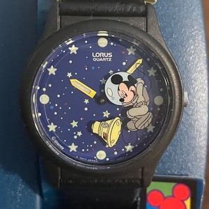 1990's Lorus Lumibrite Mickey Unlimited Mickey Mouse Astronaut Watch- Vintage Glow in the Dark Disney Astronaut Mickey Watch