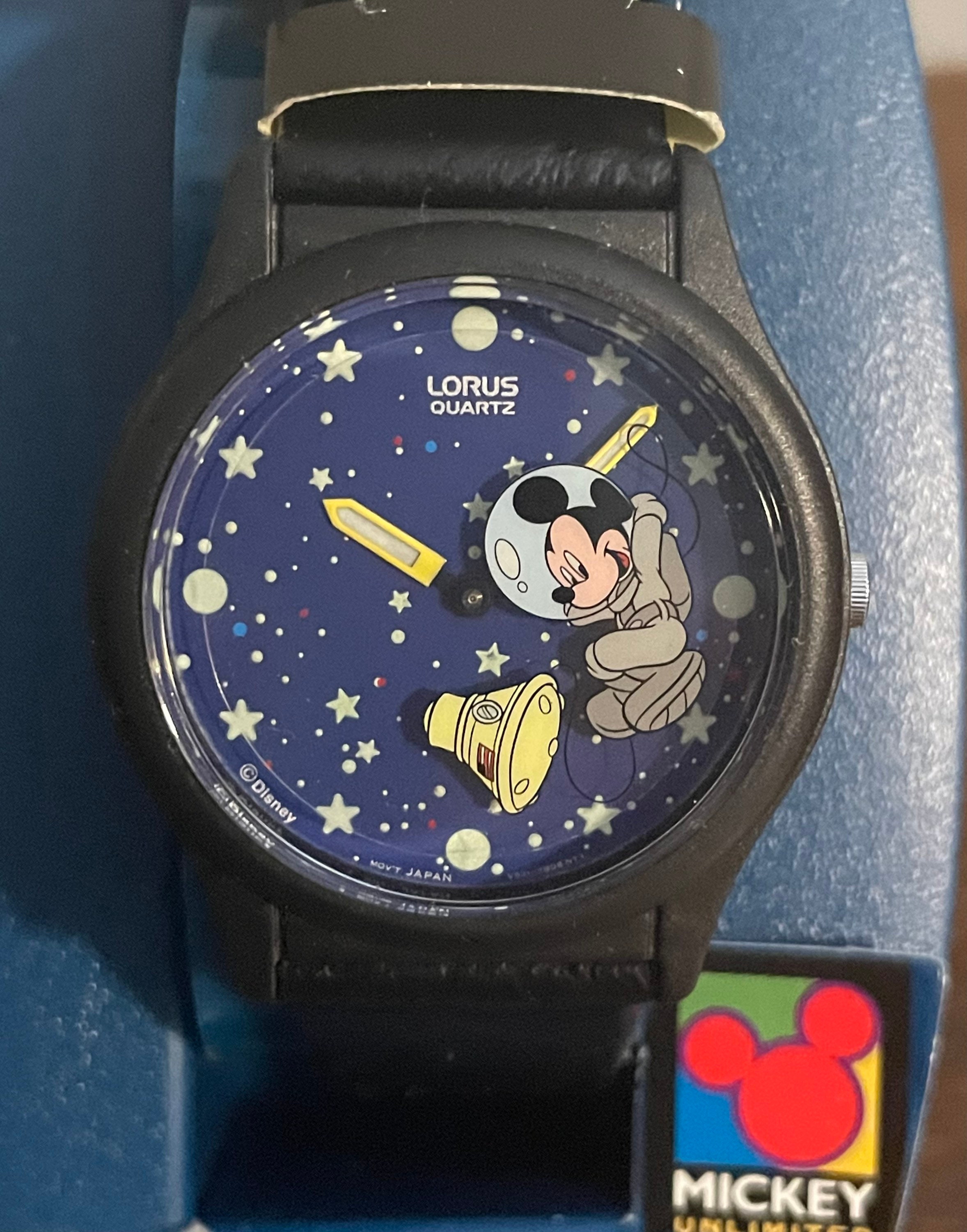 1990’s Lorus Lumibrite Mickey Unlimited Mickey Mouse Astronaut Watch- Vintage Glow in the Dark Disney Astronaut Mickey Watch