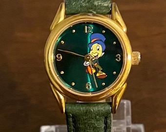 1990’s Disney Store Exclusive Jiminy Cricket Watch- Vintage Women’s Petite Jiminy Cricket Watch