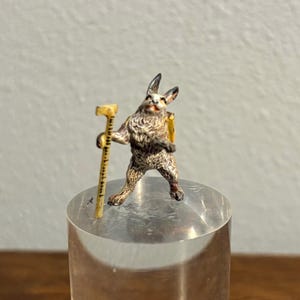 Austrian Cold Painted Bronze Rabbit with a Walking Stick and Backpack Figurine- Vintage Austrian Cold Painted Bunny Figurine