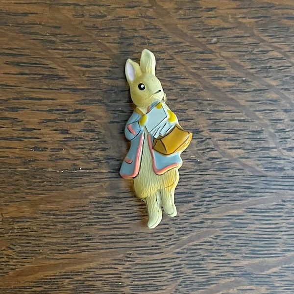 1990’s Beatrix Potter Peter Rabbit Pin- Vintage Metal and Enamel Peter Rabbit with Mailbag Pin