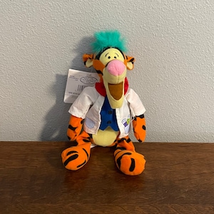 1990’s The Disney Store Tigger Beanie Doll- Vintage Disney Stuffed Mad Scientist Tigger Beanbag Doll