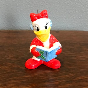 1970’s Disney Daisy Duck Caroling Ornament- Vintage Disney Japan Ceramic Daisy Duck Christmas Ornament